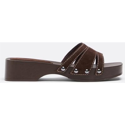 Stradivarius Platte leren muiltjes  BRUIN 35