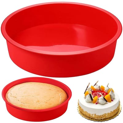 Bakvormen 21,5 cm rond, antiaanbak cakevormen, hittebestendig en vaatwasserbestendig, herbruikbare siliconen cakevormen voor laagtaarten, cheesecakes en meer