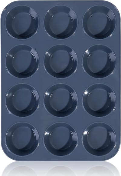 Grote Siliconen Muffinvorm voor 12 Muffins, Antiaanbak Bakplaat voor Cupcakes, Brownies en Taarten, 33 x 25 x 3cm (Grijs)