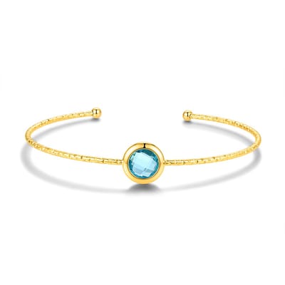 CO88 Collection 8CB-91426 – Bangle Armband Dames – Blauwe Glassteen – Goudkleurig – RVS – Cadeau voor Vrouwen