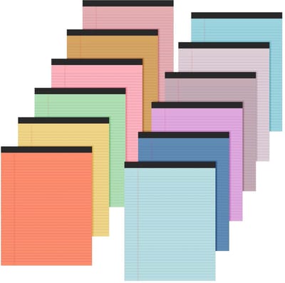 12x Grote Schrijfblokken A4/Legal College Blokken met Micropuntperforatie - Gelinieerd
