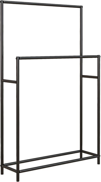 Vrijstaande Handdoekhouder – 2 stangen, Roestvrij, 66 x 20 x 110 cm, Zwart