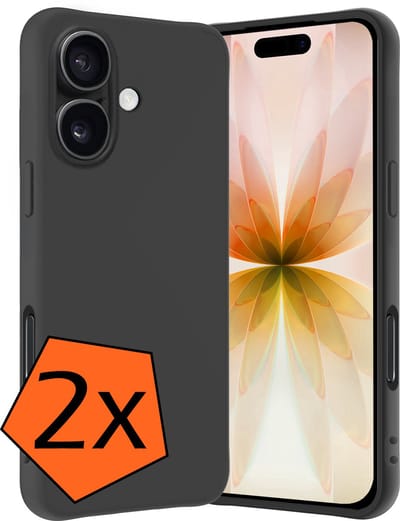 Hoes - 2 Stuks - Geschikt voor Apple iPhone 17 - Sterk & Shockproof - Case Siliconen - Back Cover - Telefoon Hoes - Zwart