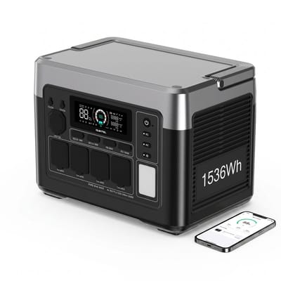 OUKITEL P1500E Plus Powerstation 1536Wh – 1800W (3600W piek) LiFePO4 Zonne-Generator, 4x AC-uitgang, 1200W Snelladen, 11 Poorten – Camping & Noodstroom