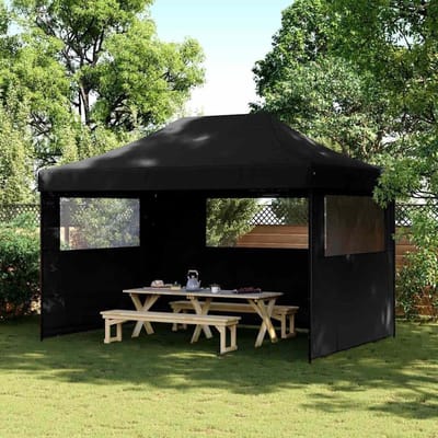 Pop-up Partytent - Opvouwbaar Paviljoen - Feesten Organiseren - Met 3 Zijwanden - 410 x 279 cm - Zwart