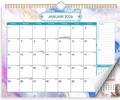 EXCITAT Wandkalender - Gezinsplanning - januari 2026 tot juni 2027 - Geschikt voor scholen en thuiskantoren