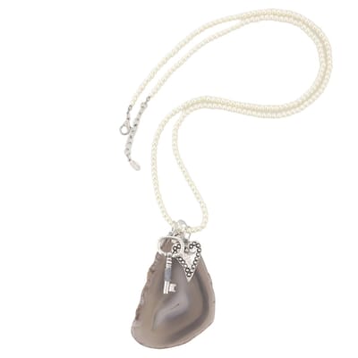 Behave - Lange ketting met natuursteen bedels - 155 cm - Uniek design