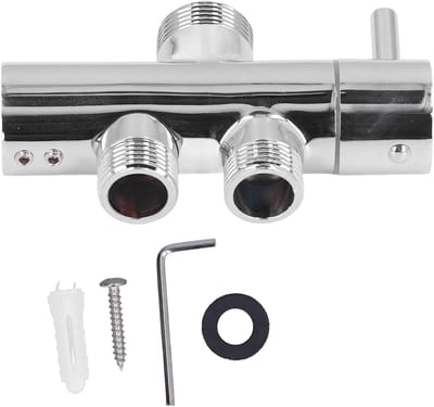 Drieweg doucheafsluiter, G1/2 douchearm, lekvrije T-connector van messing voor badkamerinstallatie en waterbesparing