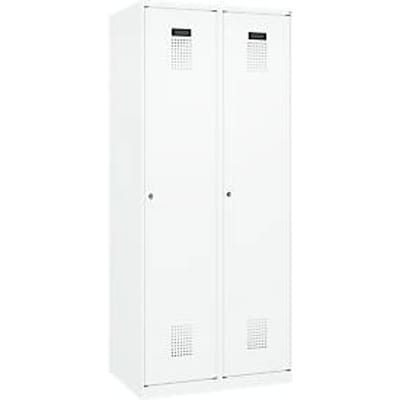 C+P Evolo Plus garderobekast, 2 vakken, 400 mm breed, cilinderslot, soft-close, B 800 x D 500 x H 1850 mm, verkeerswit/verkeerswit