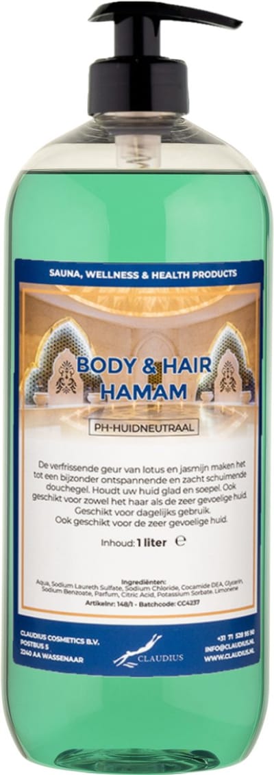Body & Hair Hamam 1 liter met zwarte pomp - 2 in 1 voor lichaam en haar