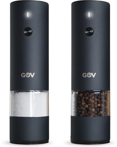 GOV Elektrisch Peper- en Zoutstel - RVS Regular - Oplaadbaar - Black Edition - Zwart - Pepermolen - Cadeau - Roestvrij Staal