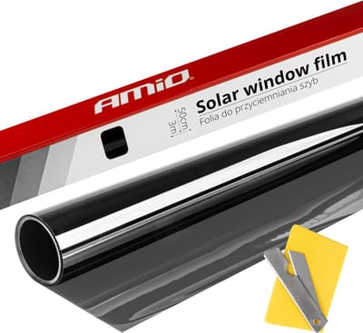 AMiO Autoraam Folie Tint Vinyl Zwart 50x300cm (30%) - Zwarte Ramenfolie voor Zonwering en Privacy met Tool
