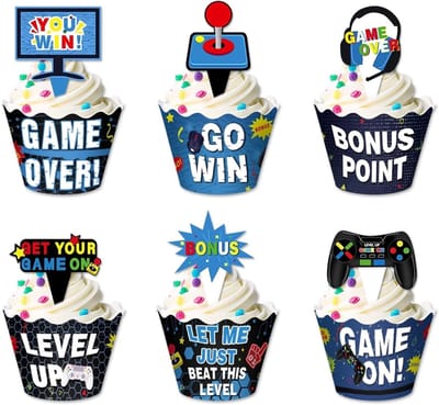 Allecto - Videogames - Decoratie - Cupcake - Gaming - 48 stuks - Geschikt voor decoratie - Diverse kleuren
