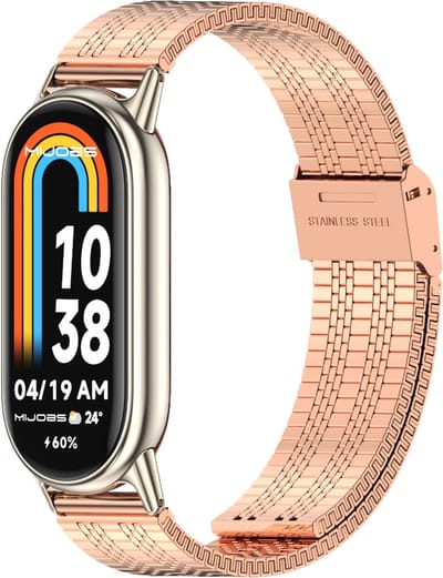 By Qubix - Stalen RVS band - Rosé goud - Geschikt voor Xiaomi Smart Band 8 / 9 / 10
