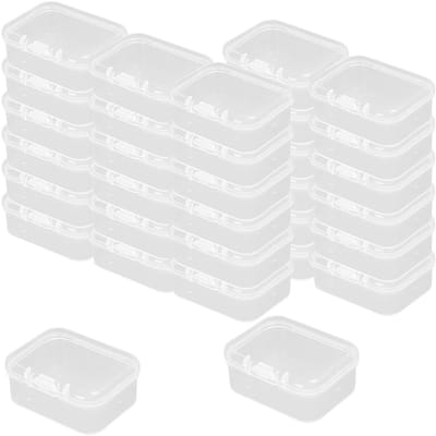 32-delige Plastic Doosjes voor Kralen, Duidelijke Opslagcontainers voor Knutselen en Sieraden, Compacte Dozen met Scharnierdeksel (55*41*20mm)