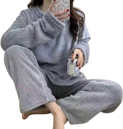 Winter Pyjama Set Dames Maat S - Flanellen O-hals Gestreepte Top & Broek met Elastische Taille - Zachte Warme Stof - Casual & Comfortabel - Dames Pyjama Set - Winter Pyjama - Loungewear - Nachtkleding Dames - Warme Pyjama
