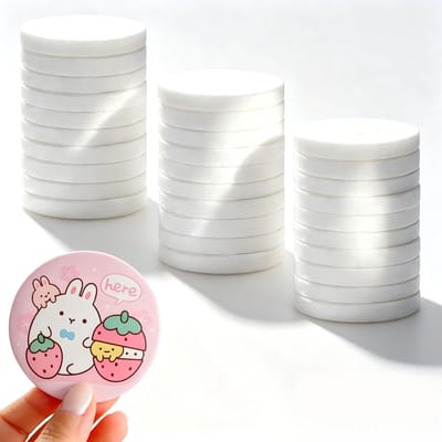 30 stuks platte stenen om te beschilderen, diameter 5 cm, platte ronde kiezelstenen, wit, beschilderde stenen, natuursteen, decoratieve stenen, voor kunst, handwerk, aquaria, tuindecoratie