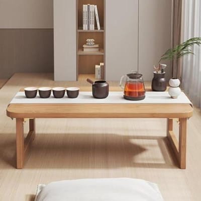 Opvouwbare lage tafel - Vloertafel salontafel - Ruimtebesparend wonen - Massief houten ontwerp - 71 x 38 x 35 cm