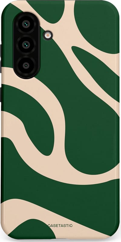 Casetastic hoesje geschikt voor Samsung Galaxy A36 / Samsung Galaxy A56 - Dubbellaagse bescherming - Groen Bos en Zand Duinen - Fashion Case - Donkergroen Zand