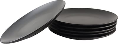 OTIX Bordenset - Dinerbord - Borden - Plat - Set van 6 - Mat zwart - Diameter 27cm - Aardewerk - IVY - Servies