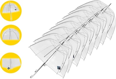 8 stuks Paraplu transparant plastic paraplu's 75 cm - doorzichtige paraplu - trouwparaplu - bruidsparaplu - stijlvol - bruiloft - trouwen - fashionable - trouwparaplu