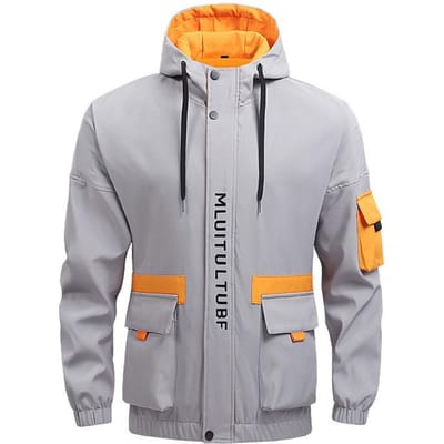 Lente en Herfst Nieuwe Jas Heren Casual Jas Losse Top met Capuchon Tiener Hong Kong Stijl Kanban Casual Werk Top 5XL grijs