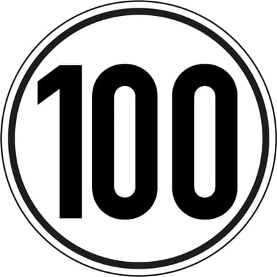 Tempo 100 km sticker 50 mm - 10 stuks per kaart