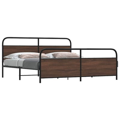 vidaXL - Bedframe - zonder - matras - metaal - bruin - eikenkleur - 183x213 - cm