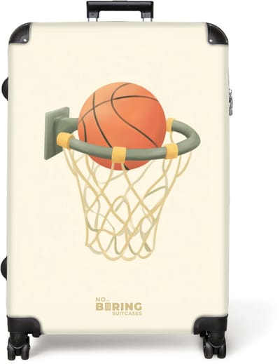NoBoringSuitcases.com® - Koffer groot - Reiskoffer lichtgewicht - Basketbal in neutrale kleuren - Rolkoffer met 4 wielen - Grote trolley XL - 98 liter bagage