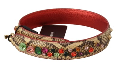 Dolce & Gabbana Beige Exotisch Leren Kristallen Schouderband
