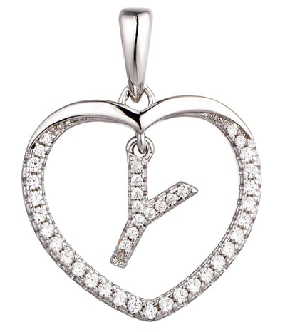 N3 Collecties 925 Hartje zilver Ketting met Hanger -Letter Y