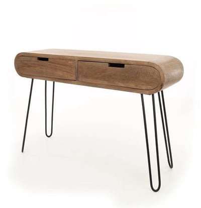 Sidetable Industrieel Mangohout & Staal - 120 cm x 30 cm x 76 cm - Side Table Industrieel Met Lades - Sidetable met lade Hout - Landelijk Hout - Wandtafel Sidetable - Haltafel - Smalle tafel - 120cm x 30cm x 76cm