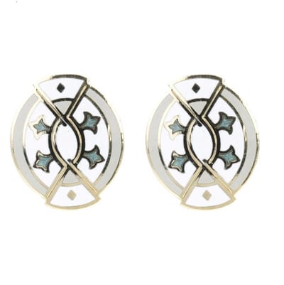 Behave oorbellen stekers vintage wit ovaal 3 cm – retro geometrisch