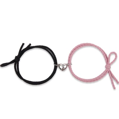 Despora - Armband - Magnetische Armband - Armband Koppel - Armband Heren - Armband Dames - Valentijn - Cadeau voor Koppels - Liefdes cadeau - (Roze/Zwart)
