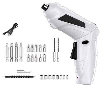 3,6 Nm accuboormachine, 1300 mAh 3,6 V schroevendraaier + 26 accessoires, 2 draairichtingen + LED-lampje, USB-oplaadkabel, ideaal voor klussers, meubel- en speelgoedinstallaties-Belle's product
