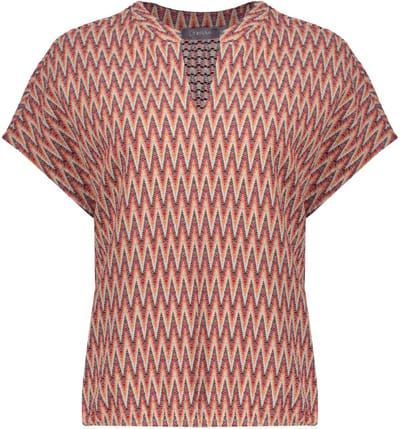 Geisha rode dames t-shirt   V-hals   Regular fit   Zigzag patroon   Korte mouw Rood XS
