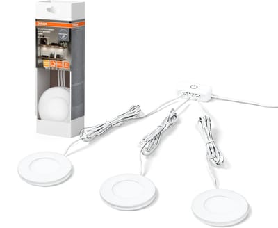 OSRAM onderbouwspot magnetisch 75mm, 8,5W, warm wit, LED-spot in wit van aluminium, IP20-bescherming, geschikt voor keukens en woonkamers