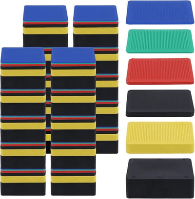 Onderlegplaten Set - Afstandhouders Kunststof - Nivelleren en Stabiliseren - Verhoogde Wrijvingsstrips - 60x40mm Diverse Diktes - Multicolor Set
