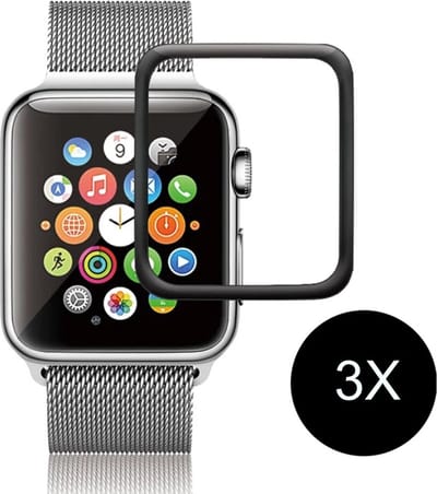 WAEYZ - 3 Stuks Screenprotector geschikt voor Apple Watch 1/2/3 38 mm Full Cover Film Screen protector - Volledige Scherm Bescherming Beschermglas