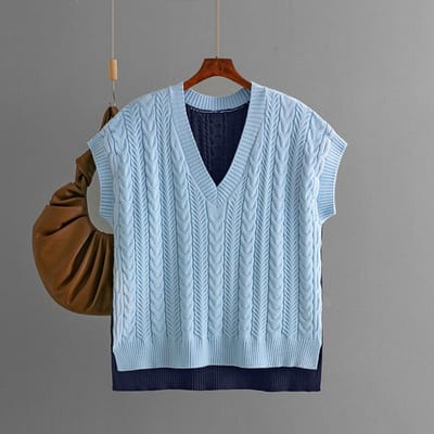 Winter Trui Europees en Amerikaans Gebreid Vest Pullover V-hals Vest Trui Mouwloze Top voor Dames one size