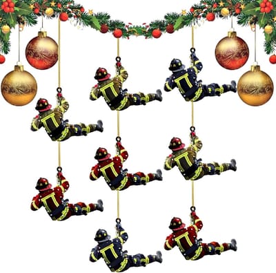 8pcs Firefighter Christmas Tree Decorations Pendants Christmas Tree Firefighter Acrylic Ornaments Acrylic Christmas - ShopVlot