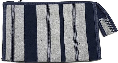 Rojafit - Make-up Tasje - Retro Style - Blue Stripe - Afmeting: 18 x 5,5 x 11 cm.
