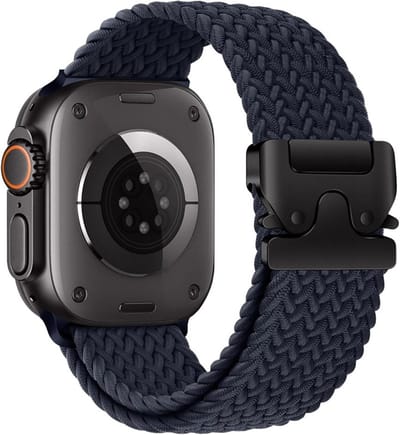 Mobiq - Gevlochten Nylon Loop Bandje geschikt voor Apple Watch 38 mm - donkerblauw
