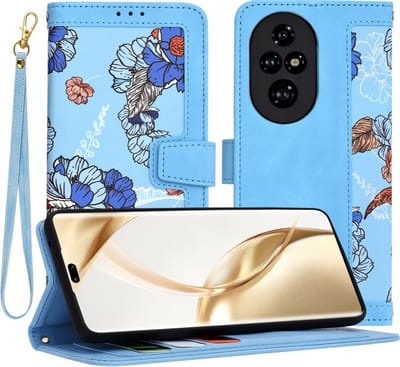 Hoesje geschikt voor HONOR 200 Pro - Techsuit FlipCraft Book Wallet Case met koord - Vibrant Blue