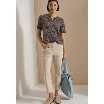Shirt met gespleten hals en print