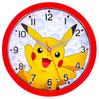 Pokémon Wandklok Pikachu - Stille klok voor kinderkamer - Rood