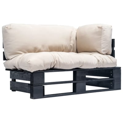 vidaXL - Tuinbank - pallet - met - zandkleurige - kussens - grenenhout