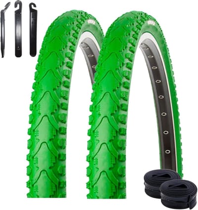 2x Fietsband 28 inch Groen 40-622 (1.5) Inclusief Binnenbanden en Bandenlichters