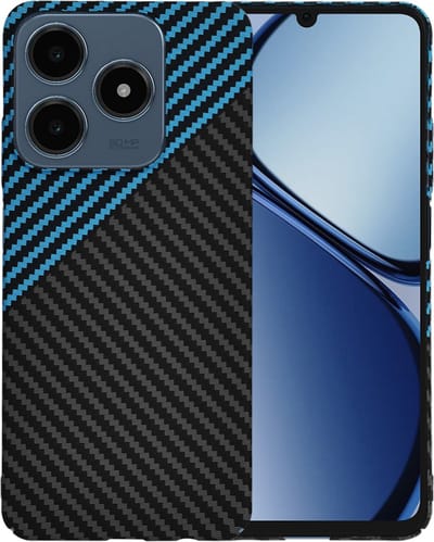 Hoesje geschikt voor Realme C63 / C61 - Techsuit Carbonite FiberShell Carbon Back Cover - Blauw/Zwart