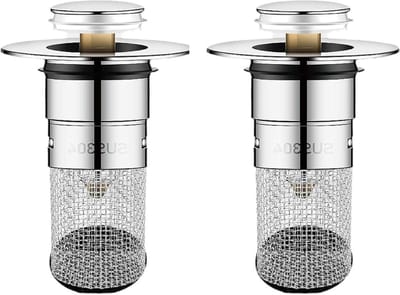 Wasbak Stop - Afvoerplug - Keuken en Badkamer - Met Geurfilter - 34-40 mm - Zilver